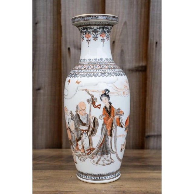 Ceramic 20th Century Chinese Famille Rose Grisaille and Iron Red Porcelain Vase For Sale - Image 7 of 18