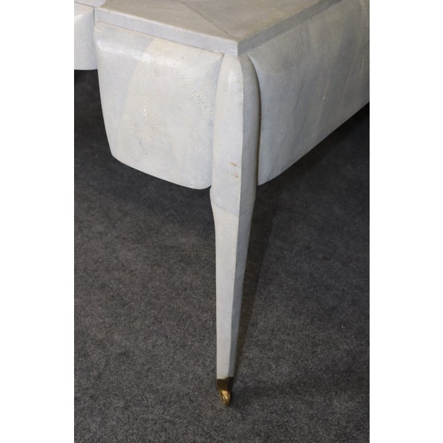 Art Deco Style Maitland Smith Brass Shagreen Printed Leather Desk For Sale - Image 13 of 13