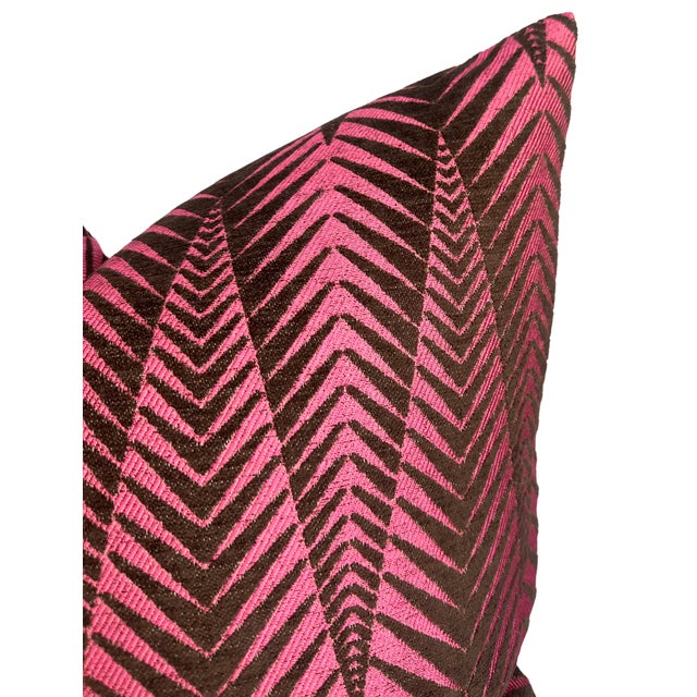 Traditional Chevron Pillow Cover in Fuchsia, 20x20 Pillow For Sale - Image 3 of 5