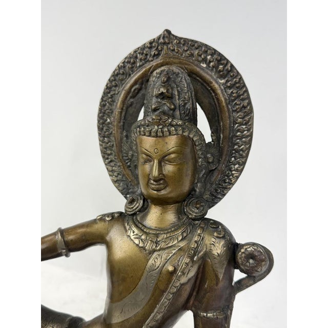 Nepalese Artist, Buddhist Deity Statue of Indra, 1890s-1910s, Bronze For Sale - Image 3 of 11