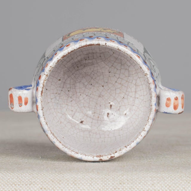 19th Century French Faience Fleur-De-Lis Lidded Pot, Hand-Painted For Sale - Image 9 of 12