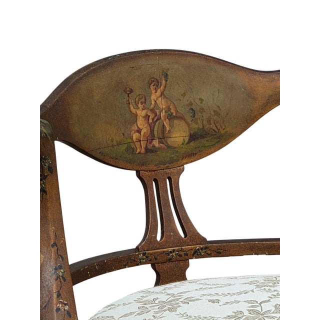 19th Century French Louis XV Style Hand-Painted Romantic Settee / Loveseat For Sale - Image 15 of 18