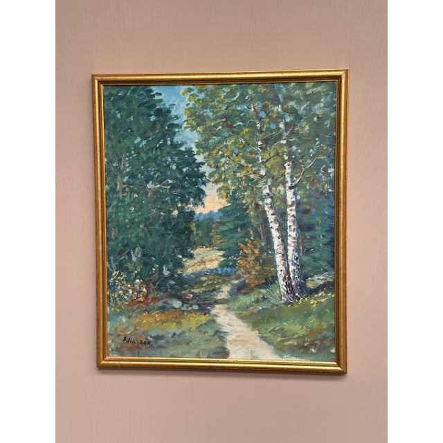 Arne Nilsson, Path Between, 1950s, Oil on Panel, Framed For Sale - Image 4 of 12