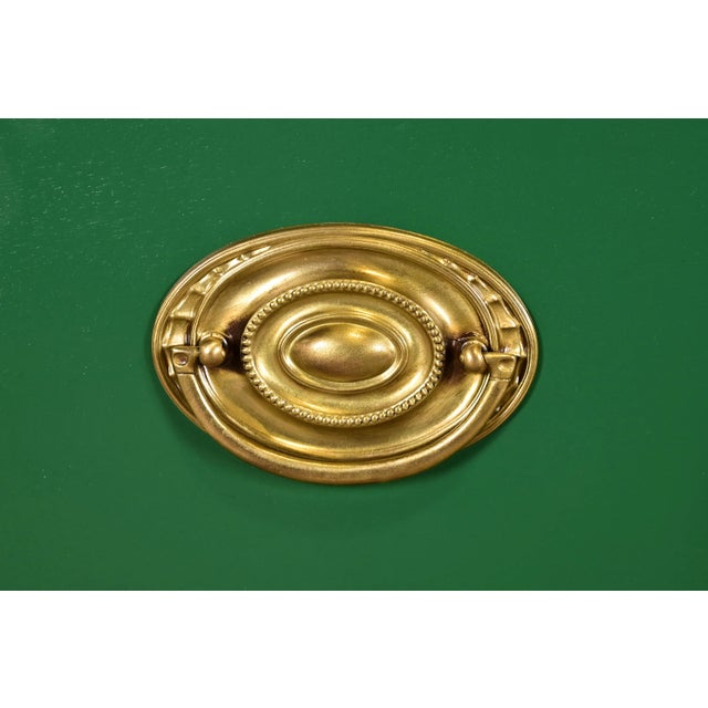 Federal Green Lacquered Mahogany Serpentine Front Dresser Chest by West Michigan Furniture, Newly Refinished For Sale - Image 9 of 15