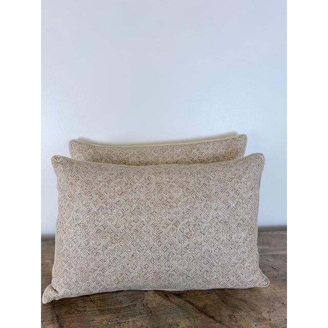 Artisan Crafted Geometric Lattice Pillows in Natural Linen For Sale - Image 4 of 8