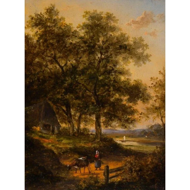 Jan Evert Morel, Dutch Forest Scenes, Oil Paintings, 18th Century, Framed, Set of 2 For Sale - Image 3 of 18