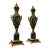 French Style Bottle Green Decorative Vase Set With Gold Leaf & Bronze Accents For Sale