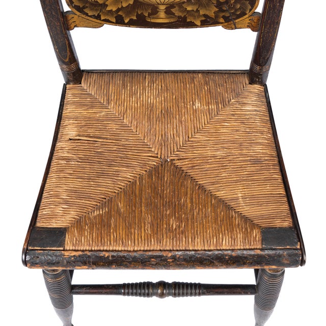 Upper Connecticut Valley Hitchcock Turtle-Back Rush Seat Side Chair, C. 1820-30 For Sale - Image 10 of 14
