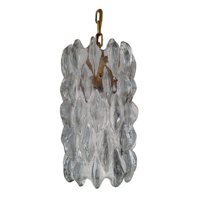 Ice Glass Pendant Light by J. T. Kalmar, Austria, 1960s For Sale