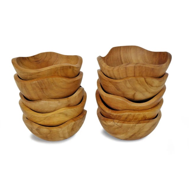 Simple Teak Wave Bowl For Sale - Image 4 of 6