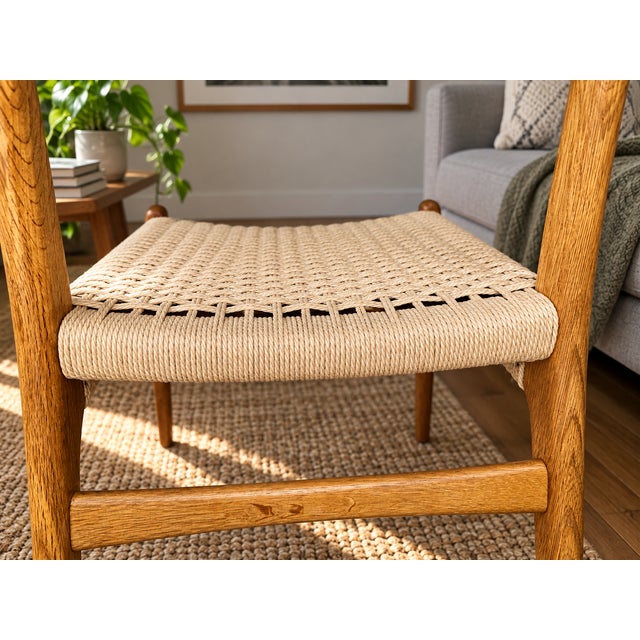 1950s Hans J. Wegner Ch23 Danish Modern Oak & Paper Cord Dining Chair For Sale In Los Angeles - Image 6 of 9