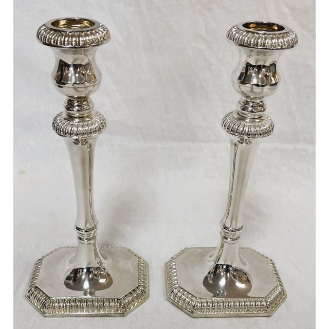 Sheffield Vintage Stamped Sheffield Silverplate Candlesticks- a Pair For Sale - Image 4 of 13
