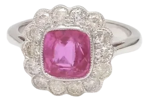 Natural 2.29 cts pink sapphire & 0.81 cts diamond ring in 18k gold