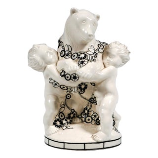 Standing Bear with Putti by Michael Powolny for Vienna Ceramics, 1910s For Sale