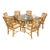 Vintage McGuire Style Hexagonal Glass Top Dining Set—Set of Seven For Sale