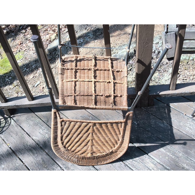 1950s Vintage Frederick Weinberg-Similar Wicker and Wrought Iron Chairs, Attributed For Sale - Image 5 of 9