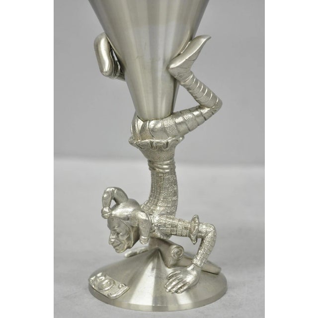 Metal Vintage Royal Order of Jesters Figural Pewter Metal Award Renaissance Goblet For Sale - Image 7 of 14