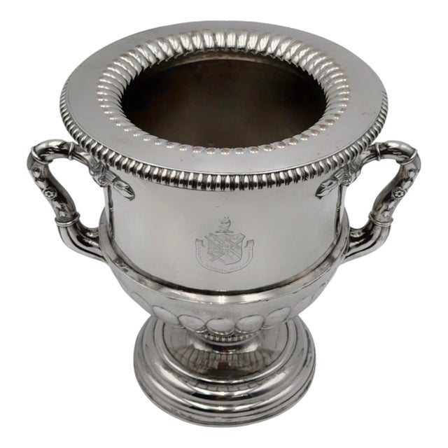 Early 19th Century Regency English Sheffield Plate Armorial Wine Cooler, Manner of Matthew Boulton For Sale