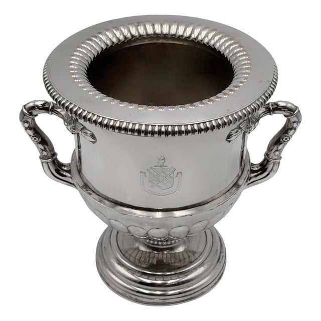 Regency English Sheffield Plate Armorial Wine Cooler, Manner of Matthew Boulton For Sale