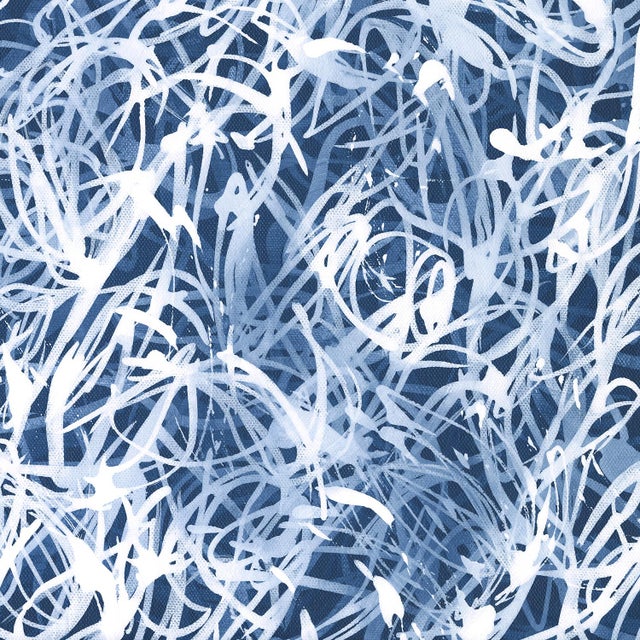 "Blue Chiffon No.4 - Layered Veil" - Blue Abstract Acrylic Painting on Canvas For Sale - Image 4 of 6