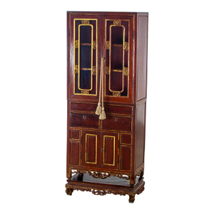 Late 19th to Early 20th Century Chinese Hand Carved & Gilded 3 Part Stacking Display or China Cabinet