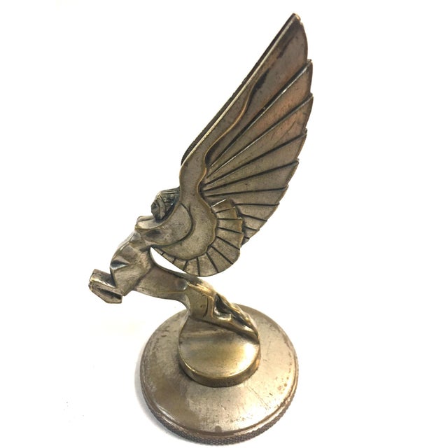 This stylized Art Deco winged female centauresse hood ornament signed Durel was a custom high-end aftermarket accessory...