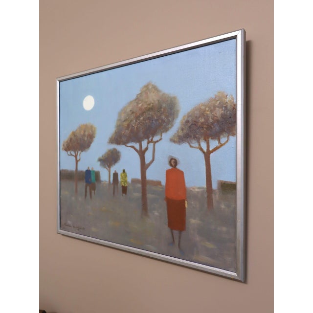 Mid 20th Century Mid-Century Modern 'Under the Pale Blue Sky' Vintage Figurative Landscape Oil Painting by Swedish Artist Fabian Lundqvist (1913-1989), Framed For Sale - Image 5 of 13