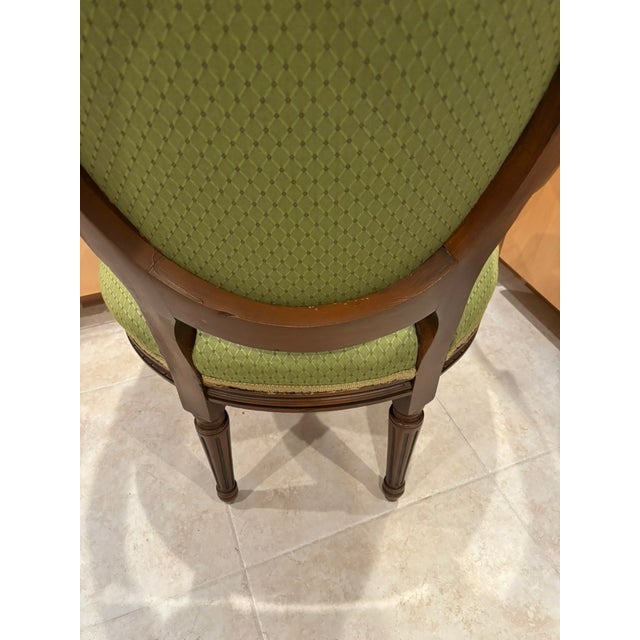 Asparagus Mid 20th Century Three Carved Frame Upholstered Dining Arm Chairs For Sale - Image 8 of 18