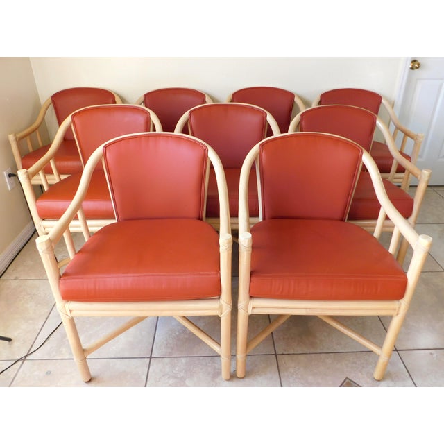 Set of 9 McGuire Rattan & Cane Club Chairs For Sale - Image 16 of 16