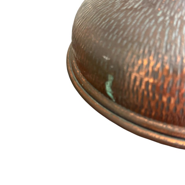 Art Deco French Inspired Alabaster Hammered Copper & Frosted Glass Dome Table Lamp, Circa 1930s For Sale - Image 13 of 14