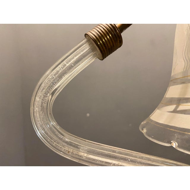 Metal Italian Art Deco Murano Glass Pendant Lamp For Sale - Image 7 of 9