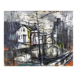 Stanley Sobossek, Village Canal, Oil Painting
