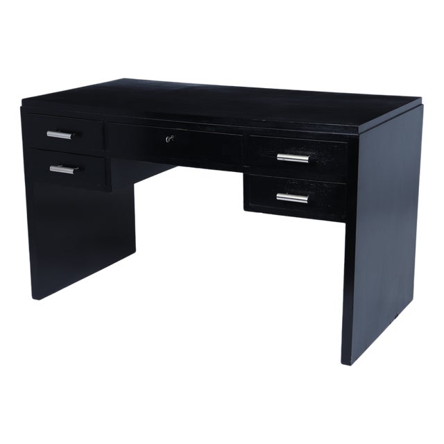 Vintage Art Deco Black Ebonised Desk, 1930s For Sale