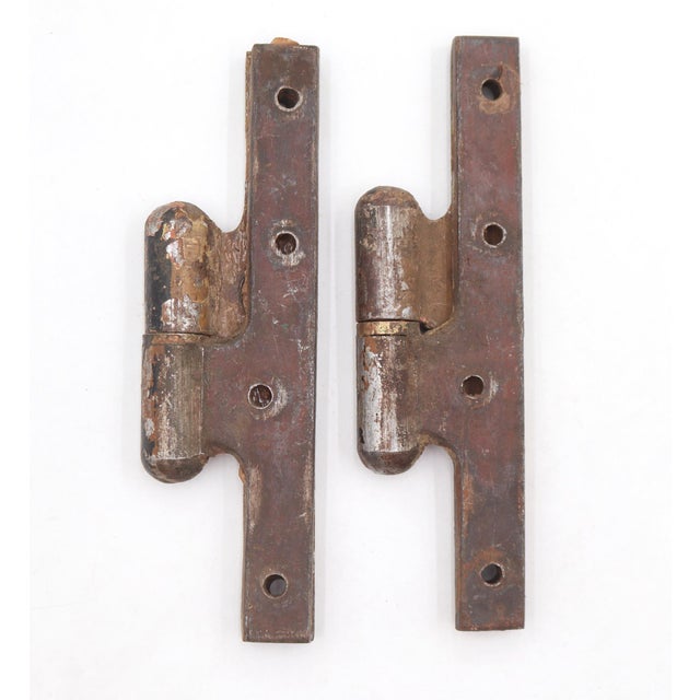Pair of Vintage 2.625 X 5.562 In. Steel Lift Off Olive Door Hinges For Sale - Image 4 of 4