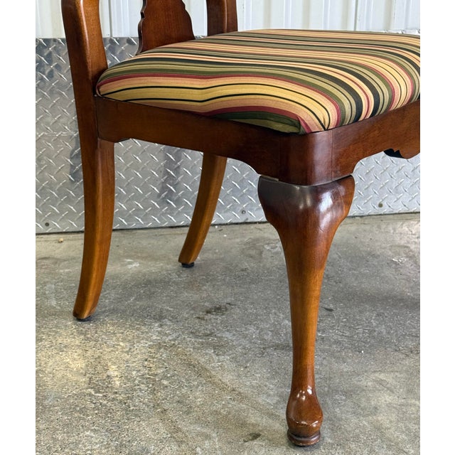 Brown Vintage Solid Cherry Queen Anne Style Dining Chairs by Stanley Furniture “American Craftsman” – Set of 6 For Sale - Image 8 of 11