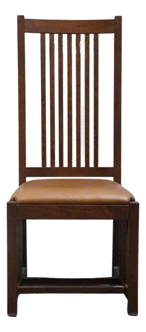 Canadel Furniture Solid Oak Mission Style Arts & Crafts Dining Side Chair W. Leather Seat 80110 - Made in Canada
