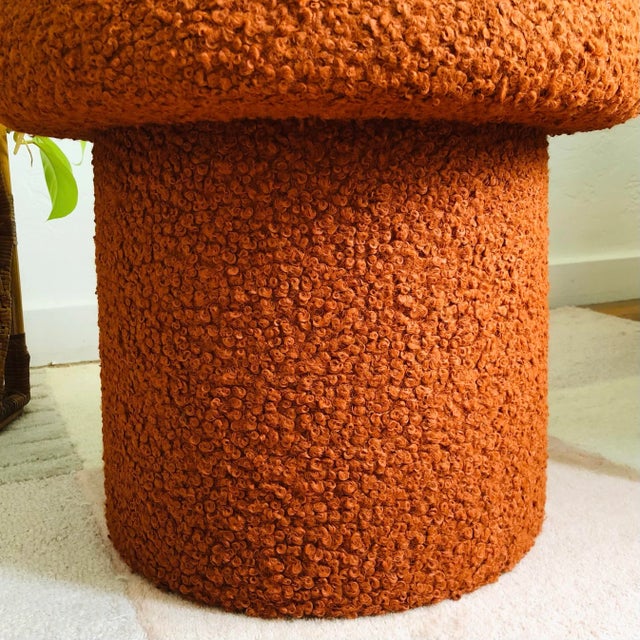 Textile Mushroom Ottoman in Cinnamon Boucle For Sale - Image 7 of 12