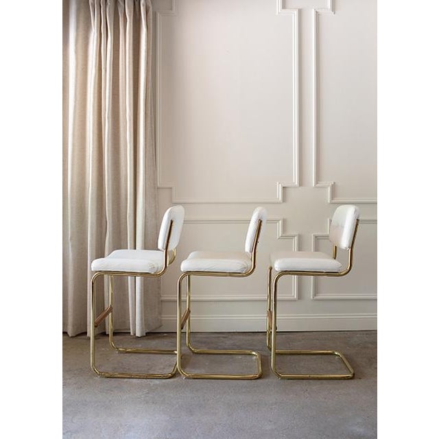 Mid-Century Modern Postmodern Chromcraft Cantilever Counter Stools - Set of 3 For Sale - Image 3 of 17