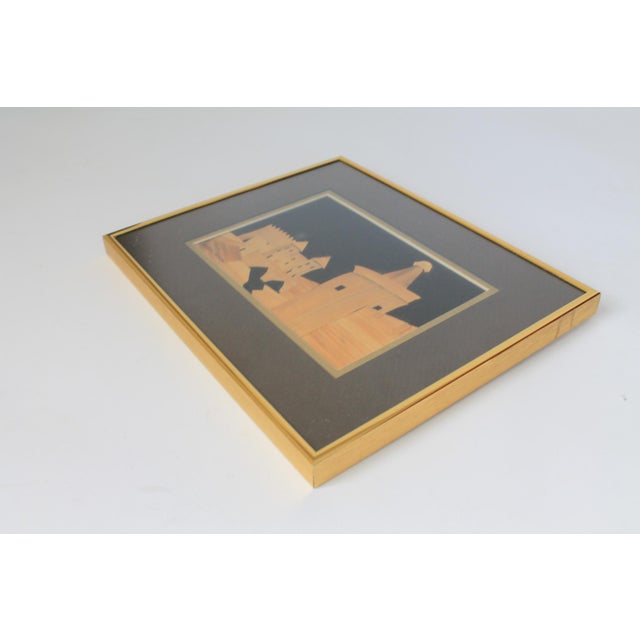 Vintage Framed Polish Folk Art Straw Wall Hanging Barbakan Museum, Warsaw For Sale - Image 4 of 7
