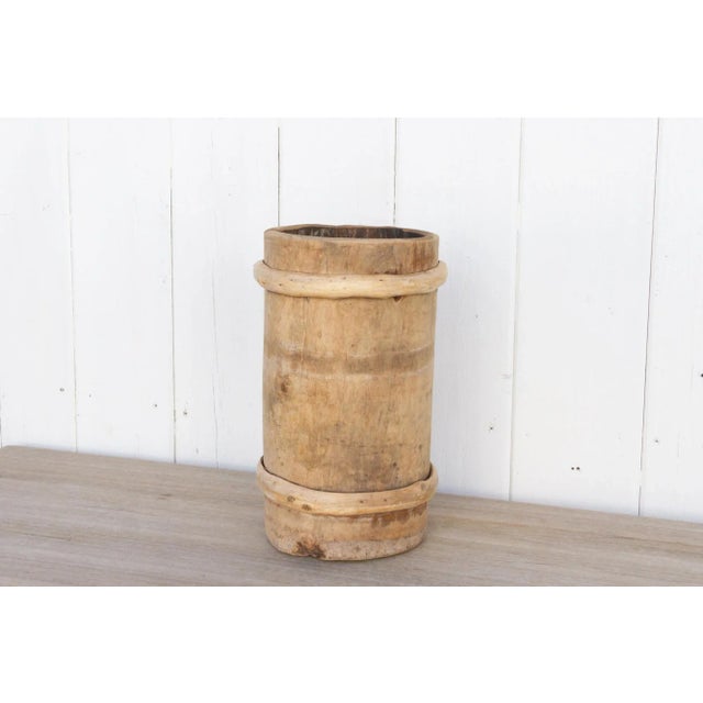 Farmhouse Tall Rustic Wood & Bamboo Vase For Sale - Image 3 of 8