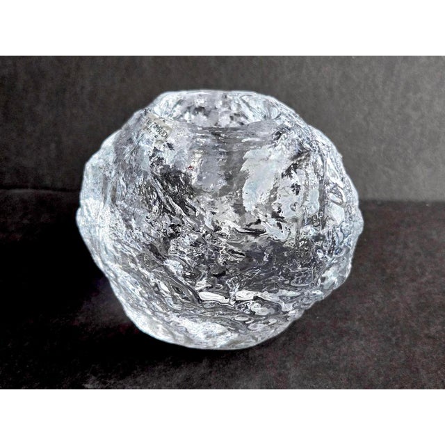 Offered is an iconic "snowball" candle holder designed by Ann Wolff for Kosta Boda in 1973. This was generally sold in 3...
