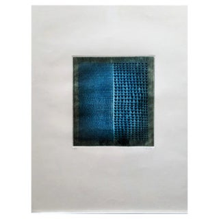 Arthur-Luiz Piza, Blue Abstract Composition, Etching, 1980s For Sale