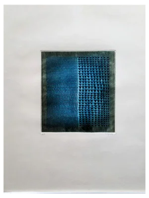 Arthur-Luiz Piza, Blue Abstract Composition, Etching, 1980s