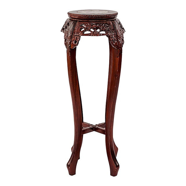 Late 20th Century Vintage Ming Dynasty Style Pedestal Plant Stand For Sale