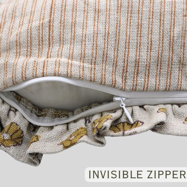 Not Yet Made - Made To Order Artisan Thick Linen Ruffle Pillow Cover Elegant Frill Cushion for Home Décor- 18x18 Inch Kohinoor For Sale - Image 5 of 6