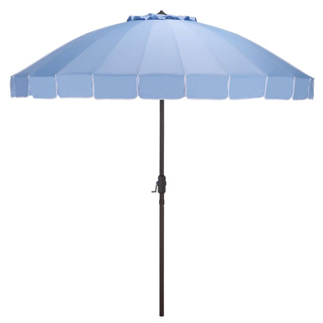 Baby Blue Panza 9 Ft Crank Umbrella, Baby Blue/Brown Pole For Sale - Image 8 of 8