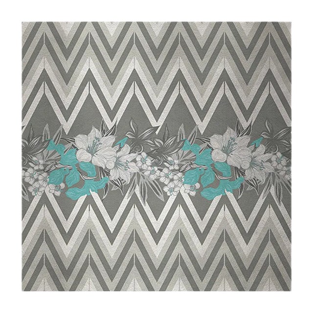 Flowers and Chevron Pattern 5 Fabric Wall Covering by Chiara Mennini for Midsummer-Milano For Sale