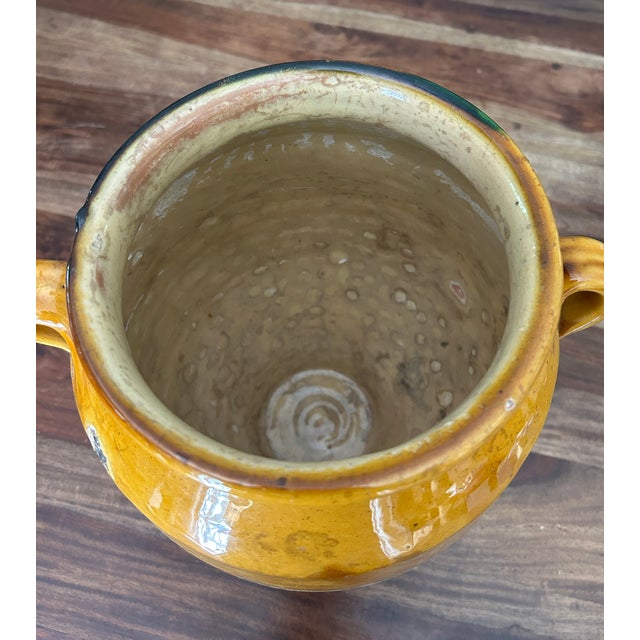 Ceramic A 19th C French Terra Cotta Yellow Ochre and Green Glazed Confit Jar For Sale - Image 7 of 8