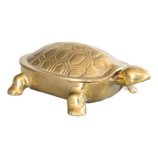 Vintage Art Deco Style Brass Turtle Trinket Box For Sale