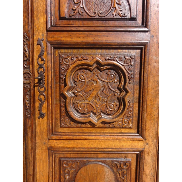 Brown Renaissance-Style Wardrobe in Oak, 1950s For Sale - Image 8 of 18